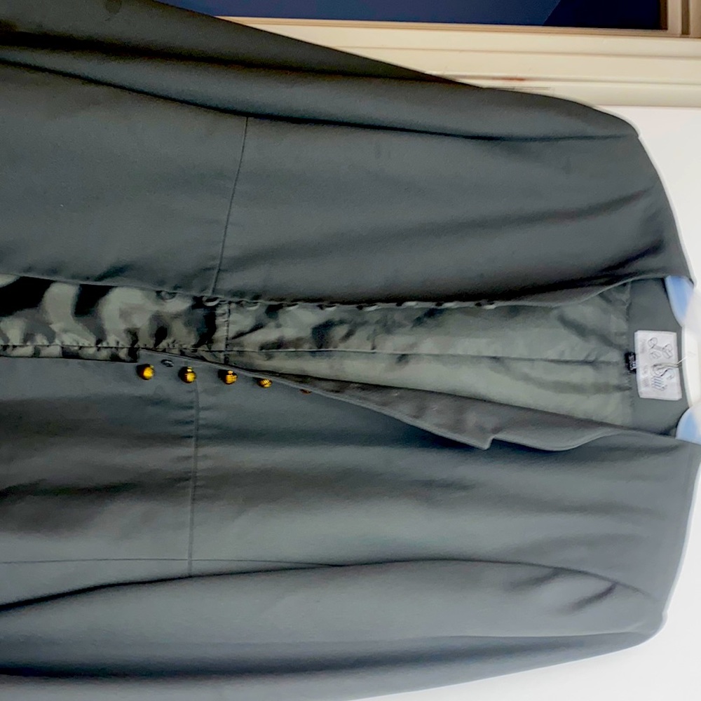 Shoulder padded navy green buttoned jacket